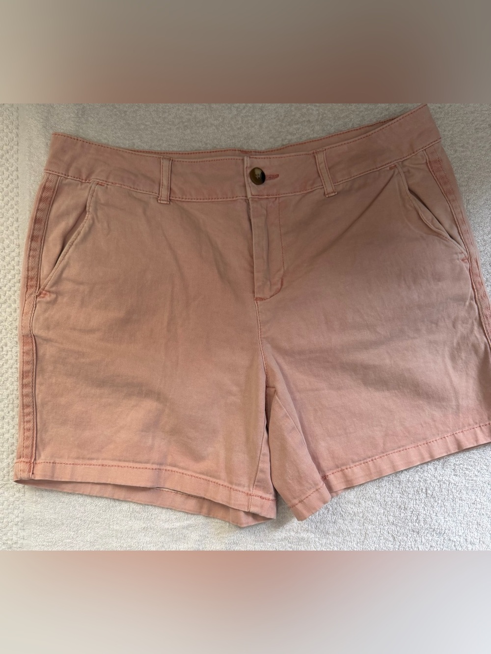 C&C California Casual Flat-Front Chinos Bermuda Shorts Salmon Chevron Side